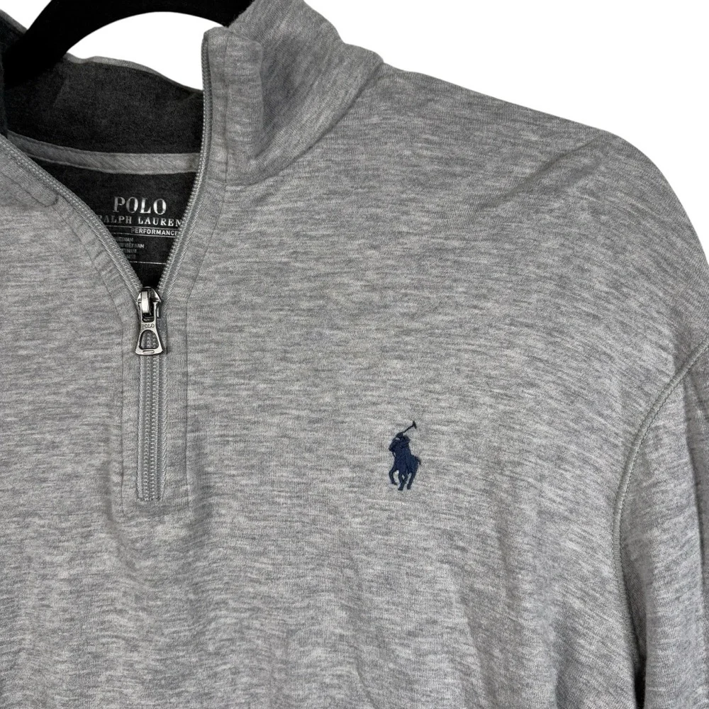 Polo Ralph Lauren Performance Mens Medium Zip Neck Heathered Long Sleeve Sweater